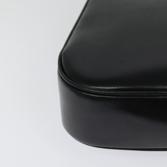 GUCCI Shoulder Bag Leather Black Gold Auth ep8475