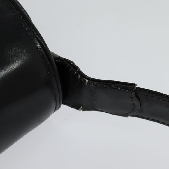 GUCCI Shoulder Bag Leather Black Gold Auth ep8475