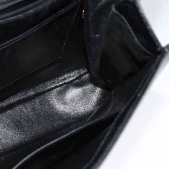 GUCCI Shoulder Bag Leather Black Gold Auth ep8475