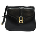 GUCCI Shoulder Bag Leather Black Gold Auth ep8475-13