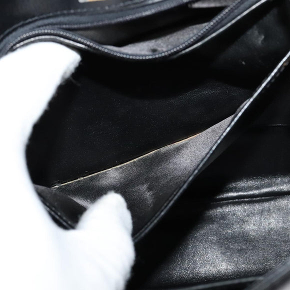 GUCCI Shoulder Bag Leather Black Gold Auth ep8475