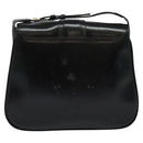 GUCCI Shoulder Bag Leather Black Gold Auth ep8475-2