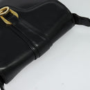 GUCCI Shoulder Bag Leather Black Gold Auth ep8475-6