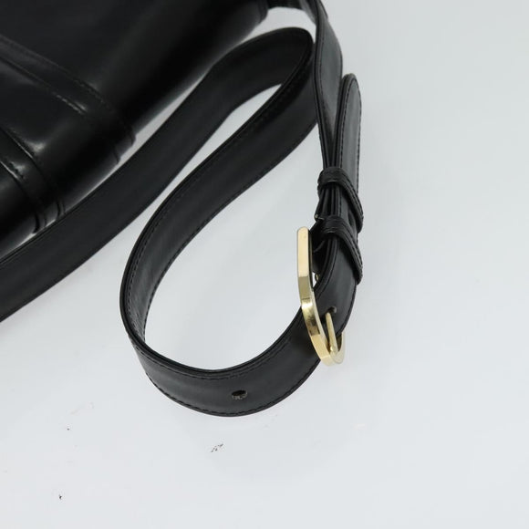 GUCCI Shoulder Bag Leather Black Gold Auth ep8475