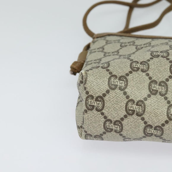 GUCCI GG Plus Supreme Shoulder Bag PVC Beige Auth ep8482