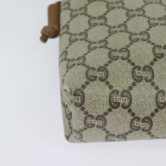 GUCCI GG Plus Supreme Shoulder Bag PVC Beige Auth ep8482