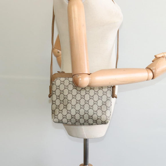 GUCCI GG Plus Supreme Shoulder Bag PVC Beige Auth ep8482