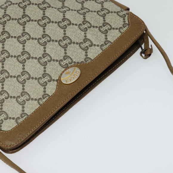 GUCCI GG Plus Supreme Shoulder Bag PVC Beige Auth ep8482