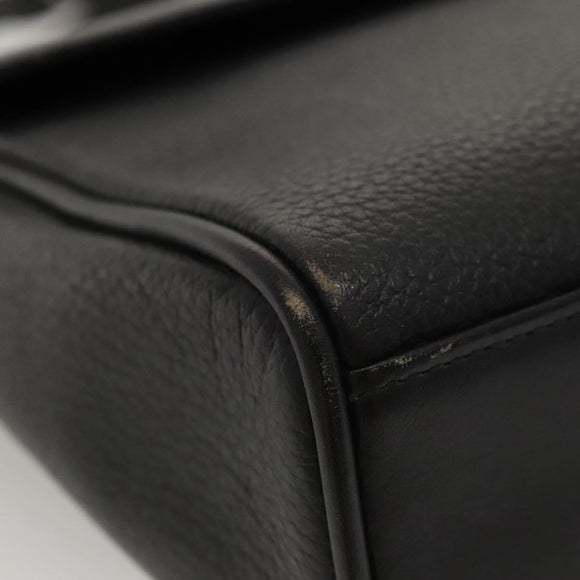 Burberrys Shoulder Bag Leather Black Gold Auth ep8502