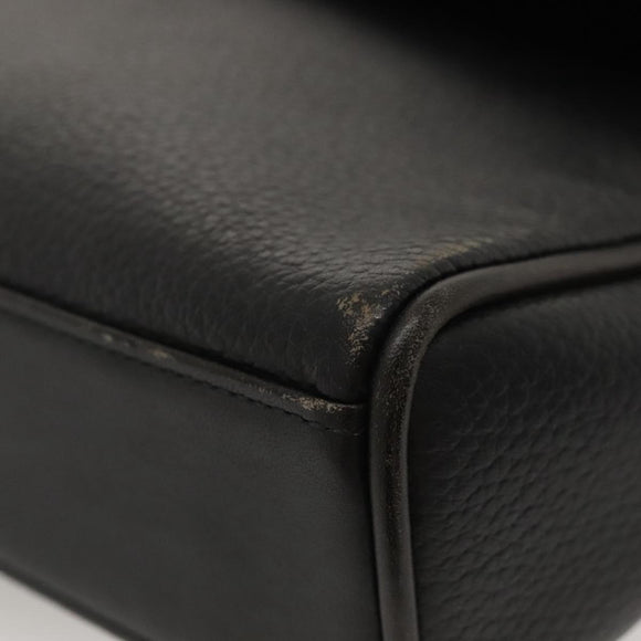 Burberrys Shoulder Bag Leather Black Gold Auth ep8502