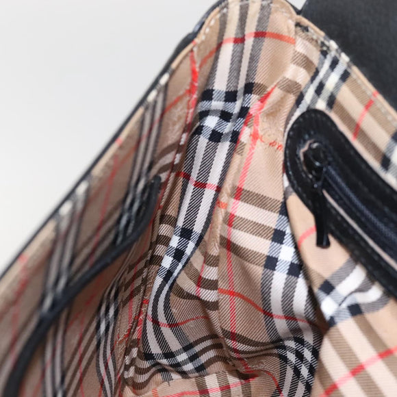 Burberrys Shoulder Bag Leather Black Gold Auth ep8502