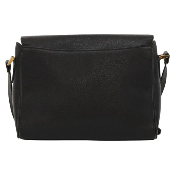Burberrys Shoulder Bag Leather Black Gold Auth ep8502
