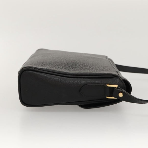 Burberrys Shoulder Bag Leather Black Gold Auth ep8502