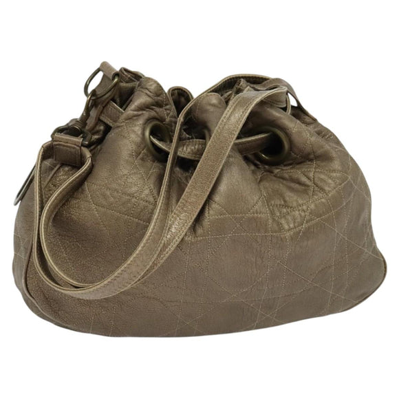 Christian Dior Canage Shoulder Bag Leather Brown Auth ep8509