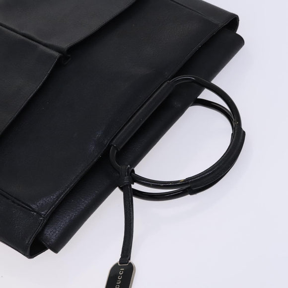 GUCCI Hand Bag Leather Black Silver 002 2865 1313 Auth ep8516