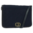 Christian Dior Trotter Canvas Shoulder Bag Navy Gold Auth ep8528-1