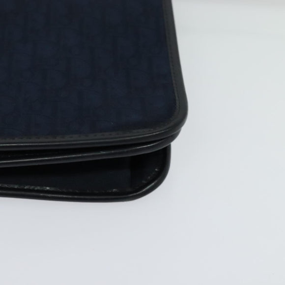 Christian Dior Trotter Canvas Shoulder Bag Navy Gold Auth ep8528