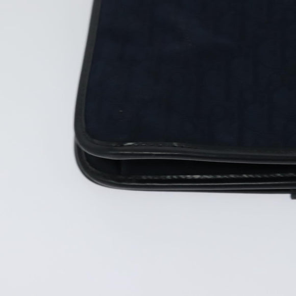 Christian Dior Trotter Canvas Shoulder Bag Navy Gold Auth ep8528