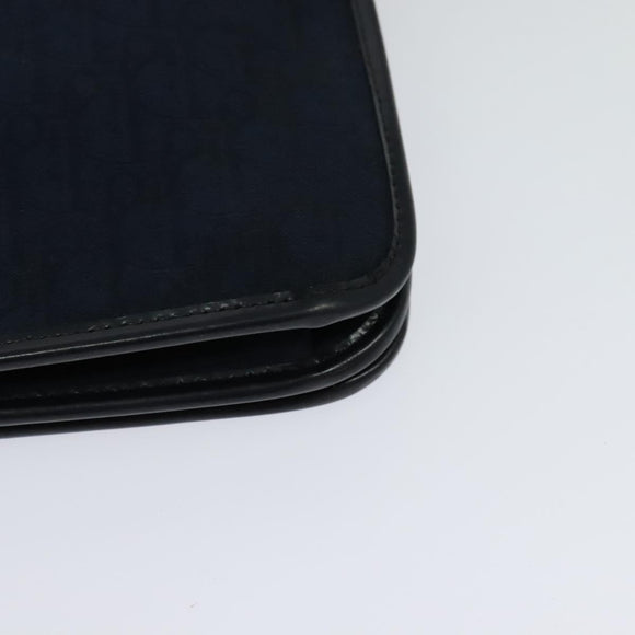 Christian Dior Trotter Canvas Shoulder Bag Navy Gold Auth ep8528