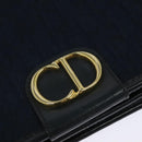 Christian Dior Trotter Canvas Shoulder Bag Navy Gold Auth ep8528-17
