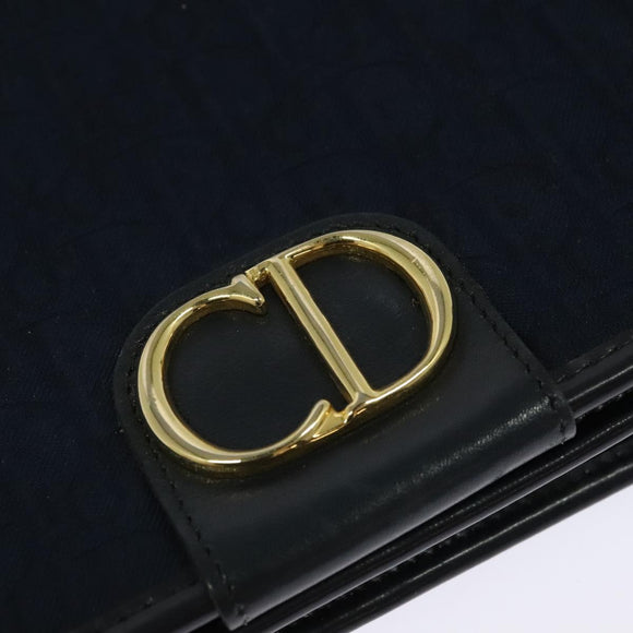 Christian Dior Trotter Canvas Shoulder Bag Navy Gold Auth ep8528