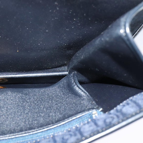 Christian Dior Trotter Canvas Shoulder Bag Navy Gold Auth ep8528