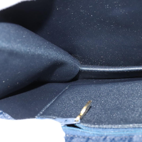 Christian Dior Trotter Canvas Shoulder Bag Navy Gold Auth ep8528