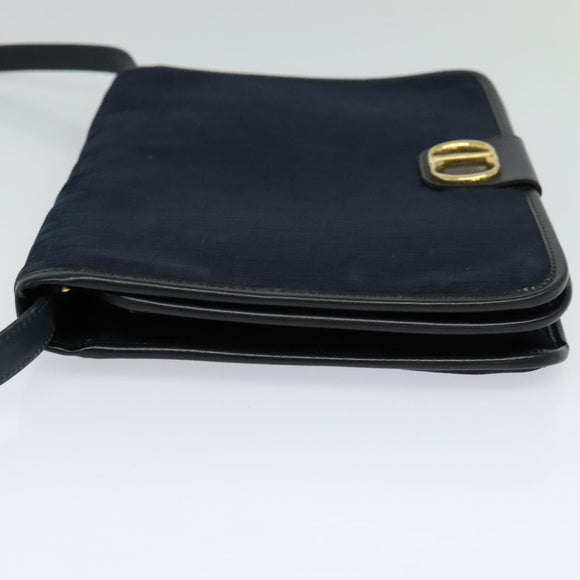Christian Dior Trotter Canvas Shoulder Bag Navy Gold Auth ep8528