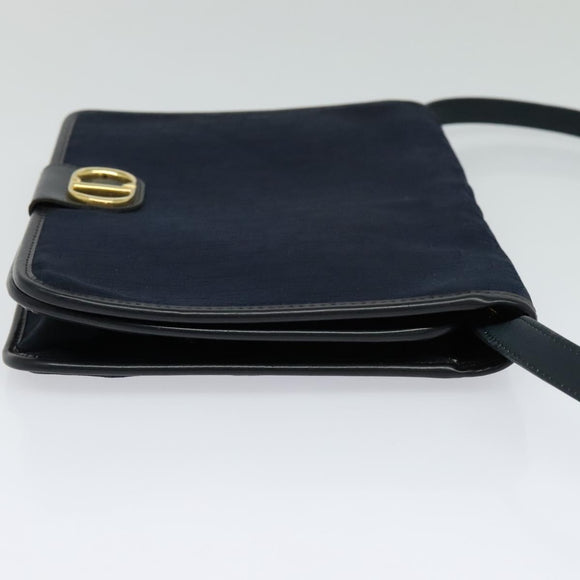 Christian Dior Trotter Canvas Shoulder Bag Navy Gold Auth ep8528