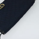 Christian Dior Trotter Canvas Shoulder Bag Navy Gold Auth ep8528-6