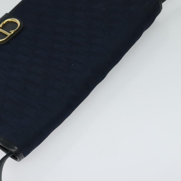Christian Dior Trotter Canvas Shoulder Bag Navy Gold Auth ep8528