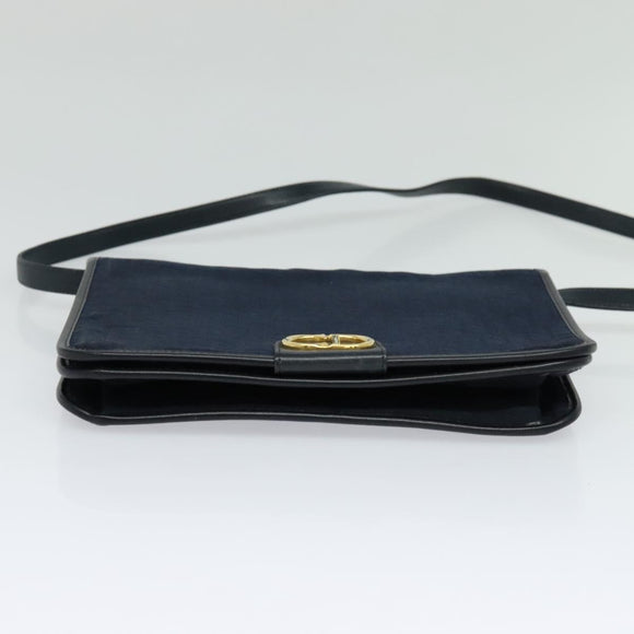 Christian Dior Trotter Canvas Shoulder Bag Navy Gold Auth ep8528