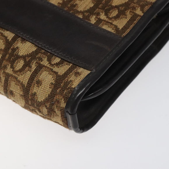 Christian Dior Trotter Canvas Shoulder Bag Brown Gold Auth ep8530