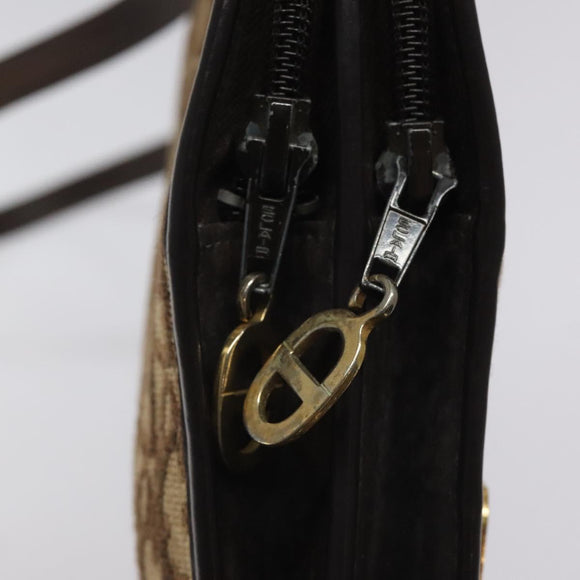 Christian Dior Trotter Canvas Shoulder Bag Brown Gold Auth ep8530