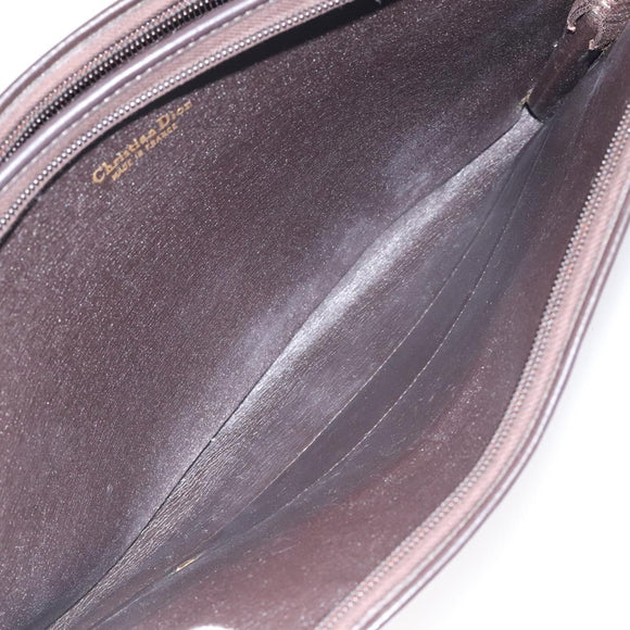 Christian Dior Trotter Canvas Shoulder Bag Brown Gold Auth ep8530