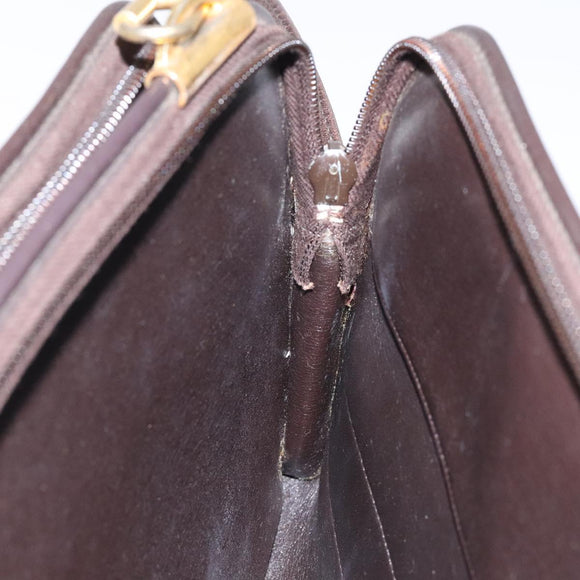 Christian Dior Trotter Canvas Shoulder Bag Brown Gold Auth ep8530