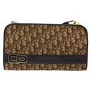 Christian Dior Trotter Canvas Shoulder Bag Brown Gold Auth ep8530-13