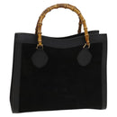 GUCCI Bamboo Hand Bag Suede Black Gold 02 123 0260 Auth ep8532-1