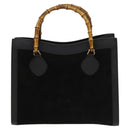 GUCCI Bamboo Hand Bag Suede Black Gold 02 123 0260 Auth ep8532-13