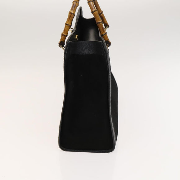 GUCCI Bamboo Handtasche Wildleder Schwarz Gold 02 123 0260 Auth ep8532