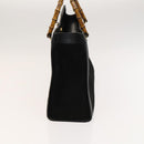 GUCCI Bamboo Hand Bag Suede Black Gold 02 123 0260 Auth ep8532-3