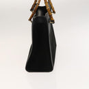 GUCCI Bamboo Hand Bag Suede Black Gold 02 123 0260 Auth ep8532-4
