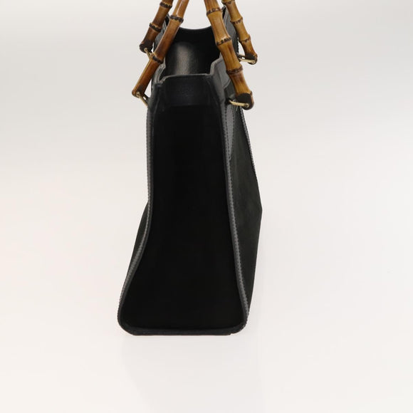 GUCCI Bamboo Handtasche Wildleder Schwarz Gold 02 123 0260 Auth ep8532