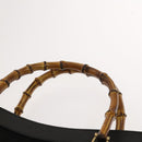 GUCCI Bamboo Hand Bag Suede Black Gold 02 123 0260 Auth ep8532-8