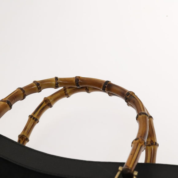 GUCCI Bamboo Handtasche Wildleder Schwarz Gold 02 123 0260 Auth ep8532