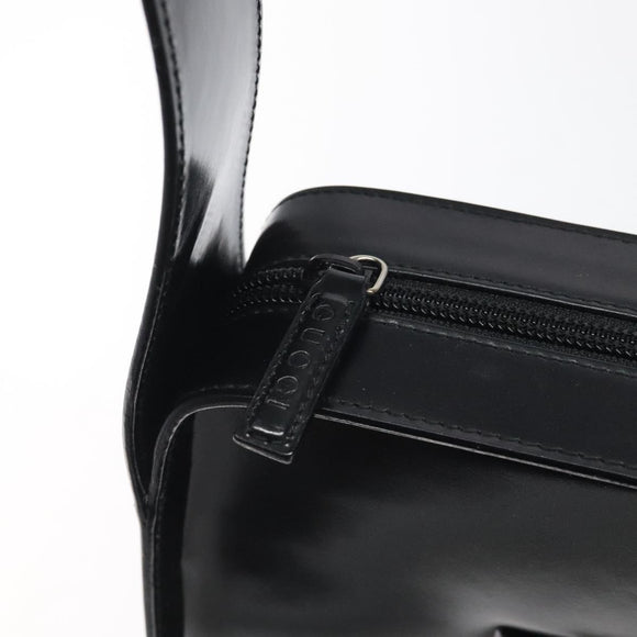 GUCCI Shoulder Bag Patent leather Black Silver 001 3032 Auth ep8533