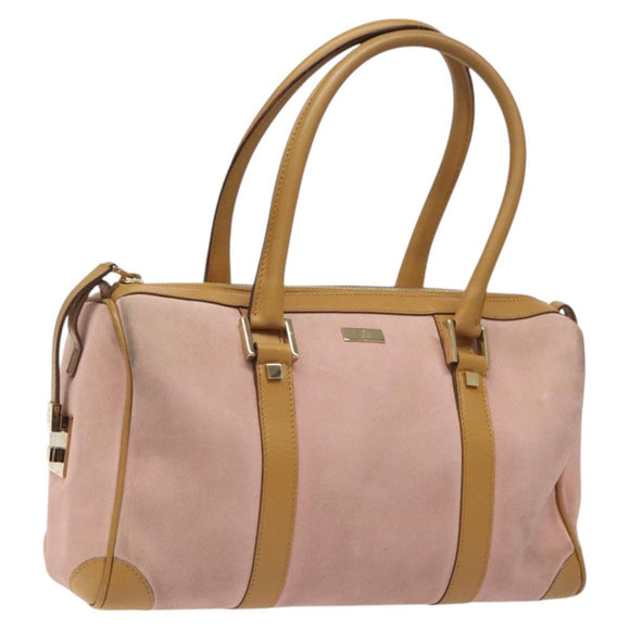 GUCCI Hand Bag Suede Pink Gold 000 0851 Auth ep8548