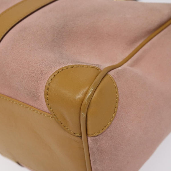 GUCCI Hand Bag Suede Pink Gold 000 0851 Auth ep8548