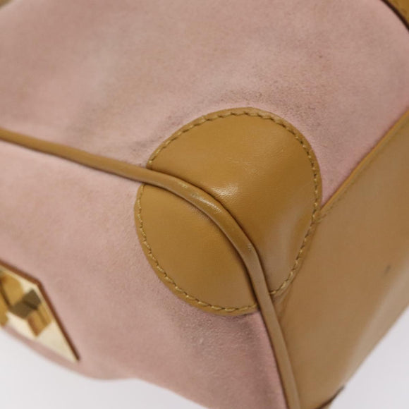 GUCCI Hand Bag Suede Pink Gold 000 0851 Auth ep8548