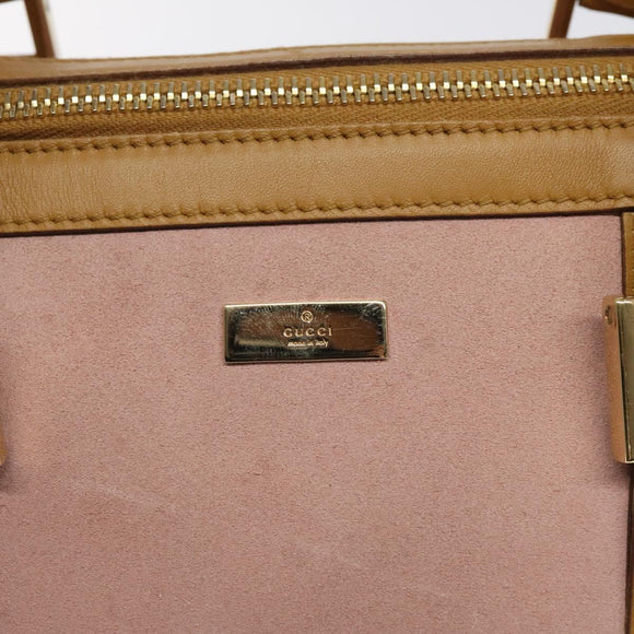 GUCCI Hand Bag Suede Pink Gold 000 0851 Auth ep8548
